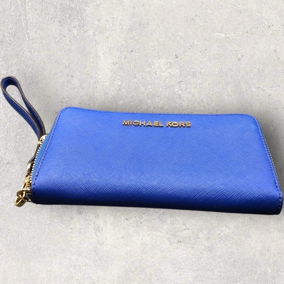Michael Kors Cobalt Blue Wristlet with Gold Details - Picture 1 of 5